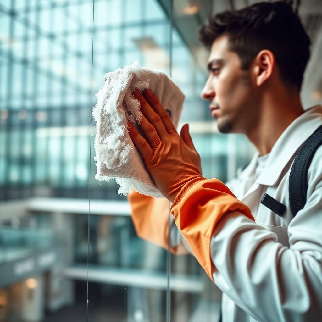 Detail van een glasruit die professioneel wordt gereinigd
